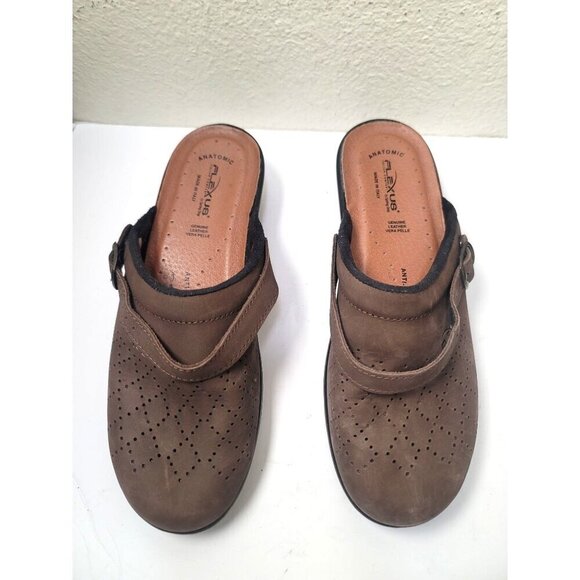 Flexus By Spring Step Anatomic Brown Nubuck Clogs With Adjustable Strap Women's - Picture 1 of 9